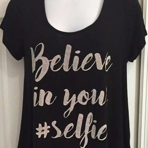Alya Francesca's Black Selfie Graphic Top